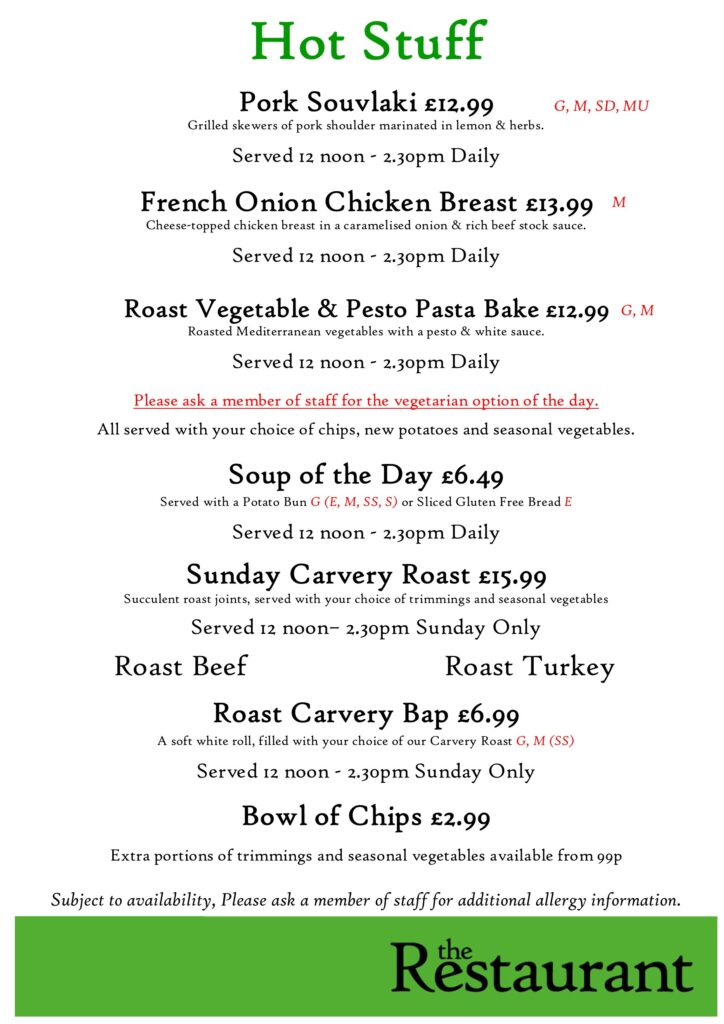 1st Part September Hot Stuff Counter Lunch Menu