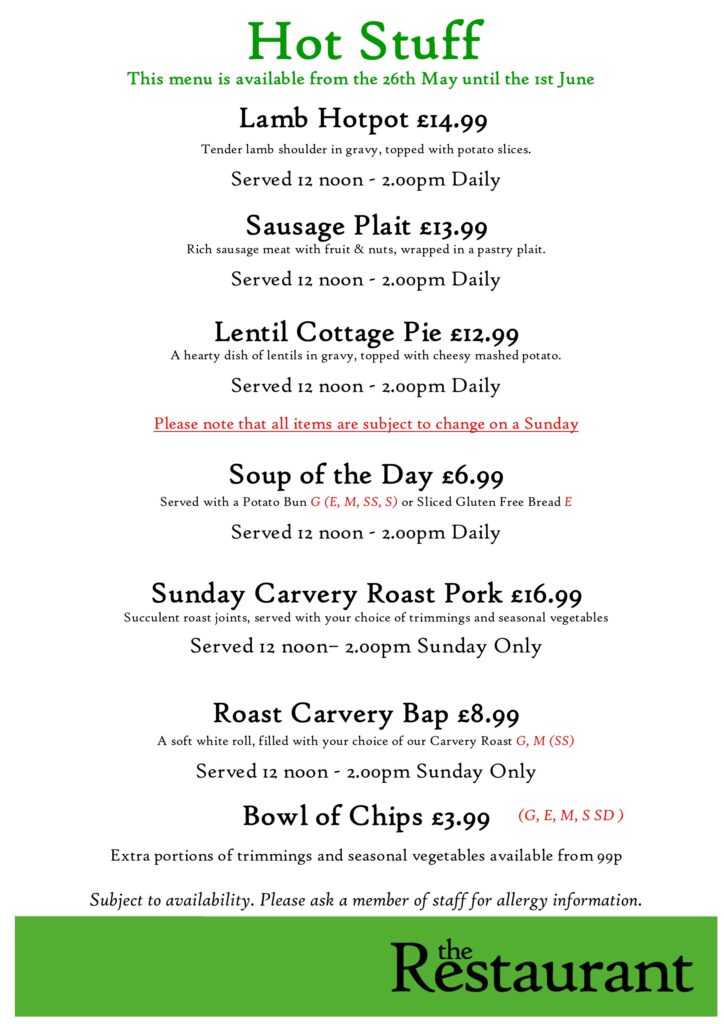 Third May Hot Stuff Counter Lunch Menu