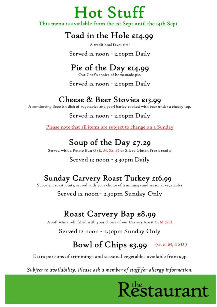 1st SEPT Hot Stuff Counter Lunch Menu
