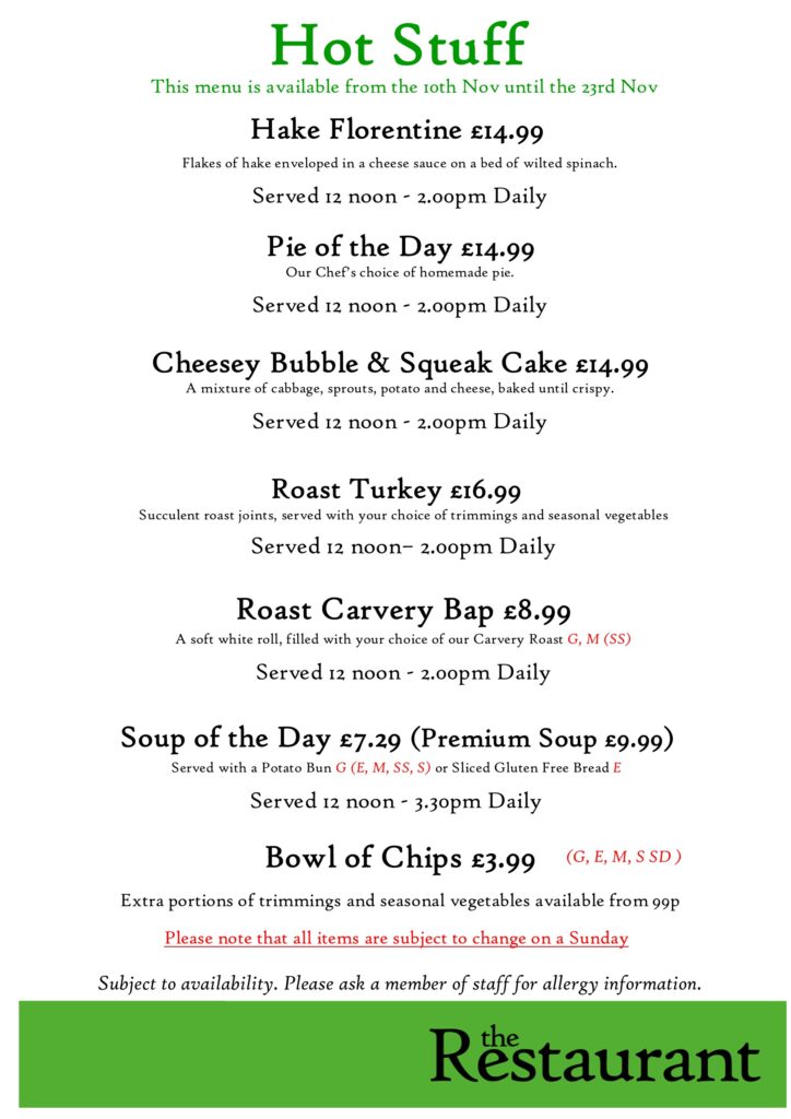 2nd XMAS Change Hot Stuff Counter Lunch Menu