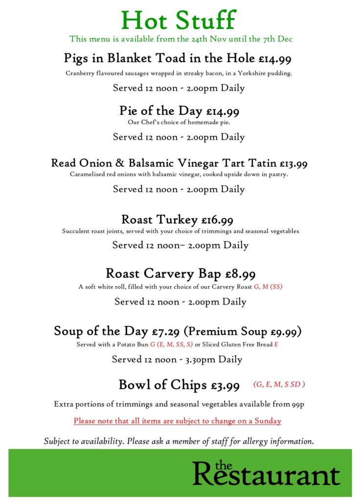 3rd Xmas Change Hot Stuff Counter Lunch Menu