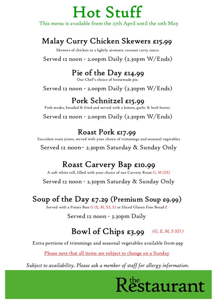 First May Change Hot Stuff Counter Lunch Menu