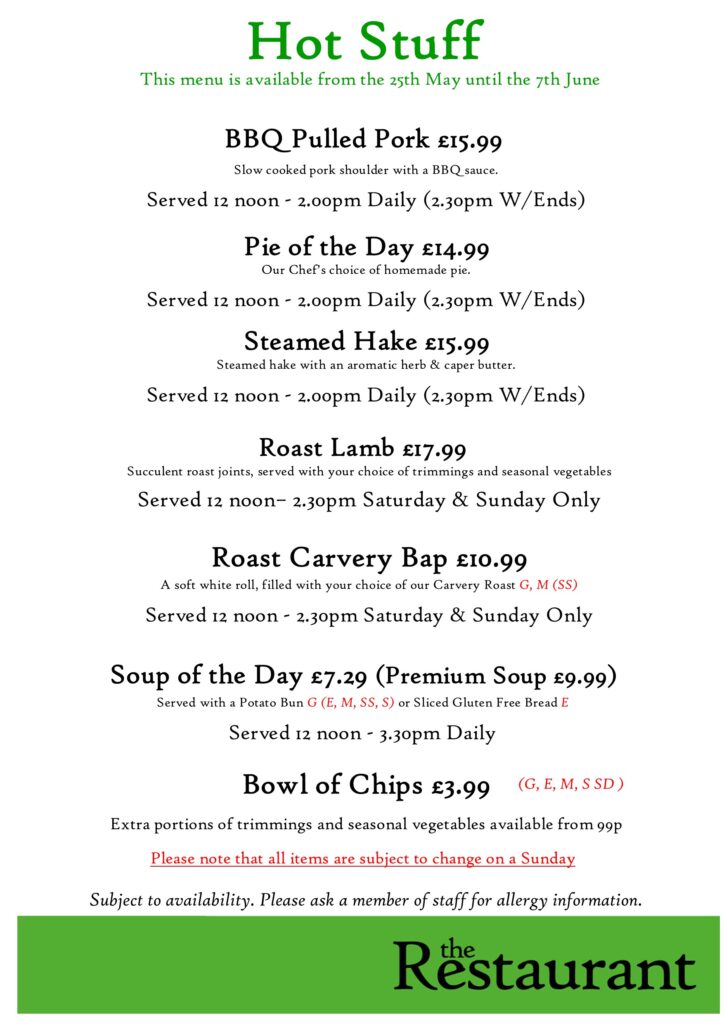 First June Change Hot Stuff Counter Lunch Menu