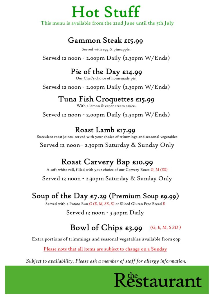 Third June Change Hot Stuff Counter Lunch Menu